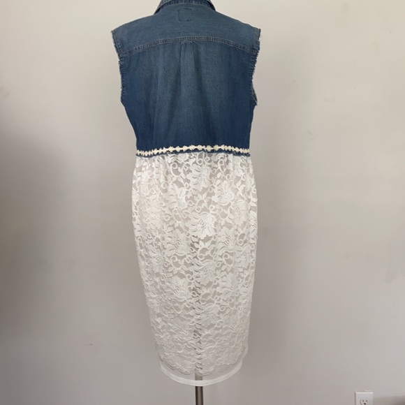 Custom upcycled chambray “cardigan” Size M - Picture 2 of 5